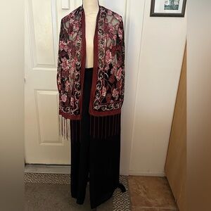Bonanza 3 piece set…black chiffon Culotte, Shawl Scarf, & makeup bag/clutch 2 XL